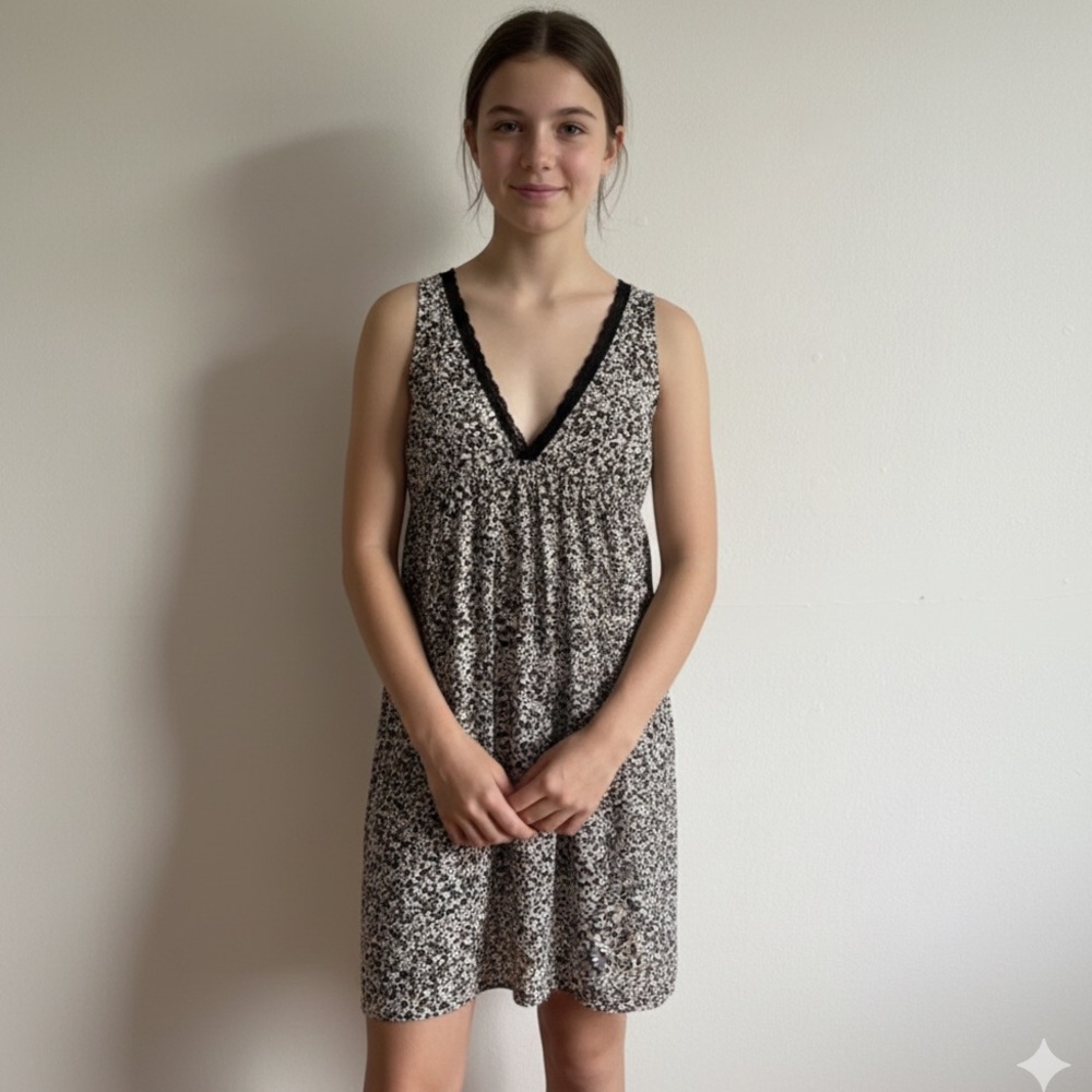 Zara Sz 13-14 Floral Dainty Feminine Romantic Mini Dress